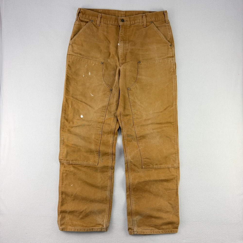 Carhartt Double Knee Work Pants B136 BRN Mens 36x32 Loose Fit Duck Canvas USA